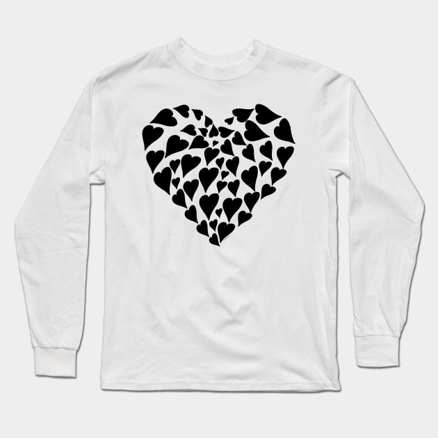 Modern Flowing Hearts in Heart Design Long Sleeve T-Shirt by DoubleBrush
